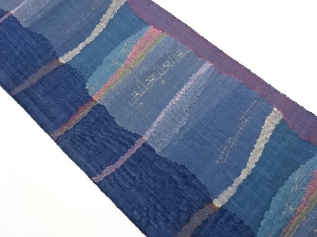 手織り真綿紬抽象模様名古屋帯